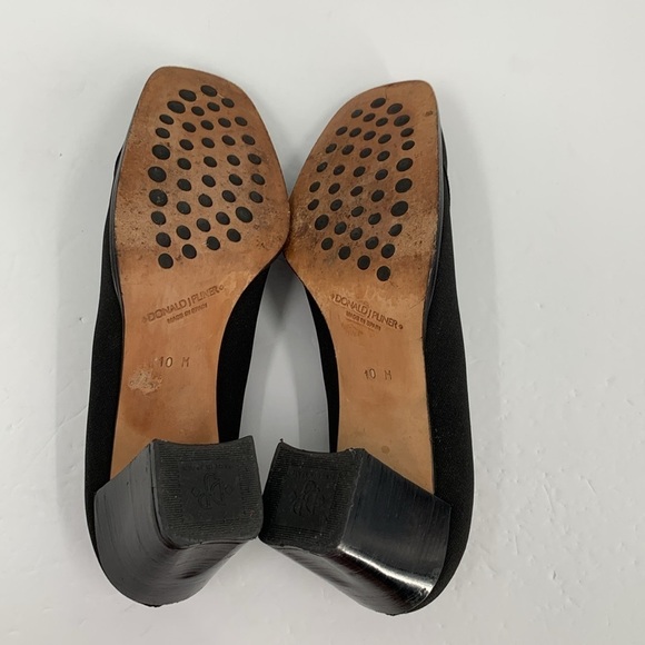 Donald Pliner slide mule black fabric block heel shoe square toe clog Y2K 10 - Picture 6 of 7